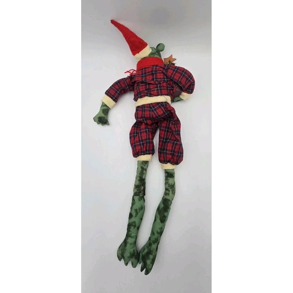 Arline's Crafty Treasures Christmas Frog Long Leg Shelf Sitter Vintage Decor